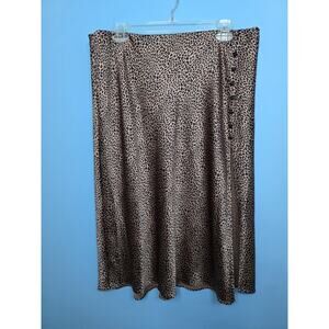 XL Victoria’s Secret Silky Black Brown Leopard Pattern Skirt Slip A-Line